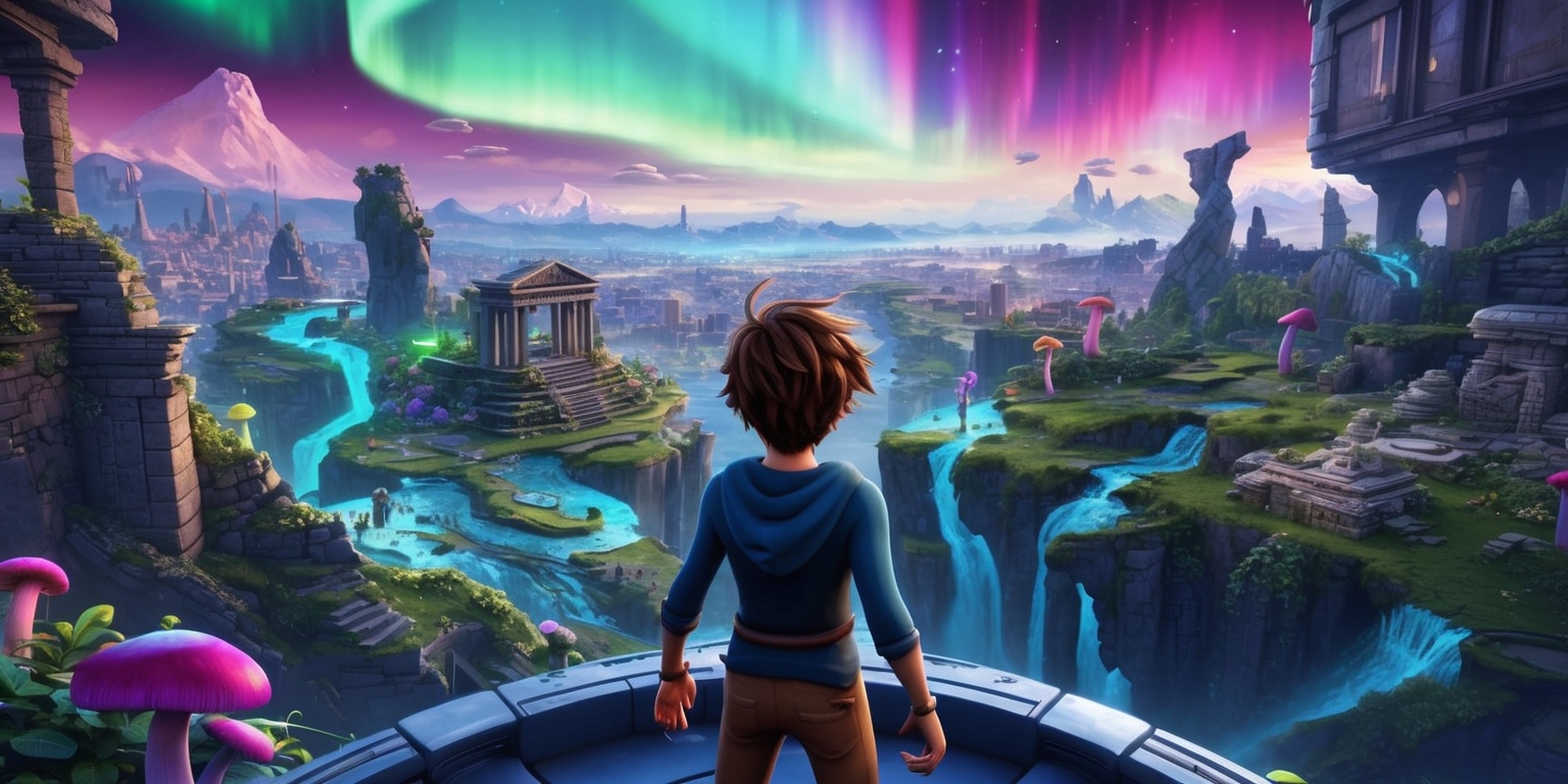 A vibrant, futuristic world unfolds as the Dynamic World Shaping Platformer game comes to life, where players are transported to an immersive realm of dynamic landscapes, ancient ruins, and modern architecture. The protagonist, a determined young adventurer with messy, short brown hair and piercing blue eyes, stands at the edge of a sprawling city, overlooking a vast, morphing terrain that shifts and changes in real-time according to their every move. In the background, a mesmerizing aurora borealis illuminates the sky, casting a kaleidoscope of colors across the landscape. The scenery is dotted with ancient stone statues, crumbling temples, and futuristic machinery, blending seamlessly with lush vegetation and eerie, glowing mushrooms. As the player navigates this ever-changing world, they leave behind a trail of destruction, triggering explosive chain reactions, uncovering hidden passages, and reshaping the very fabric of reality. The entire scene is rendered in stunning, high-definition graphics, with intricate textures, and a dynamic soundtrack that pulses with energy.